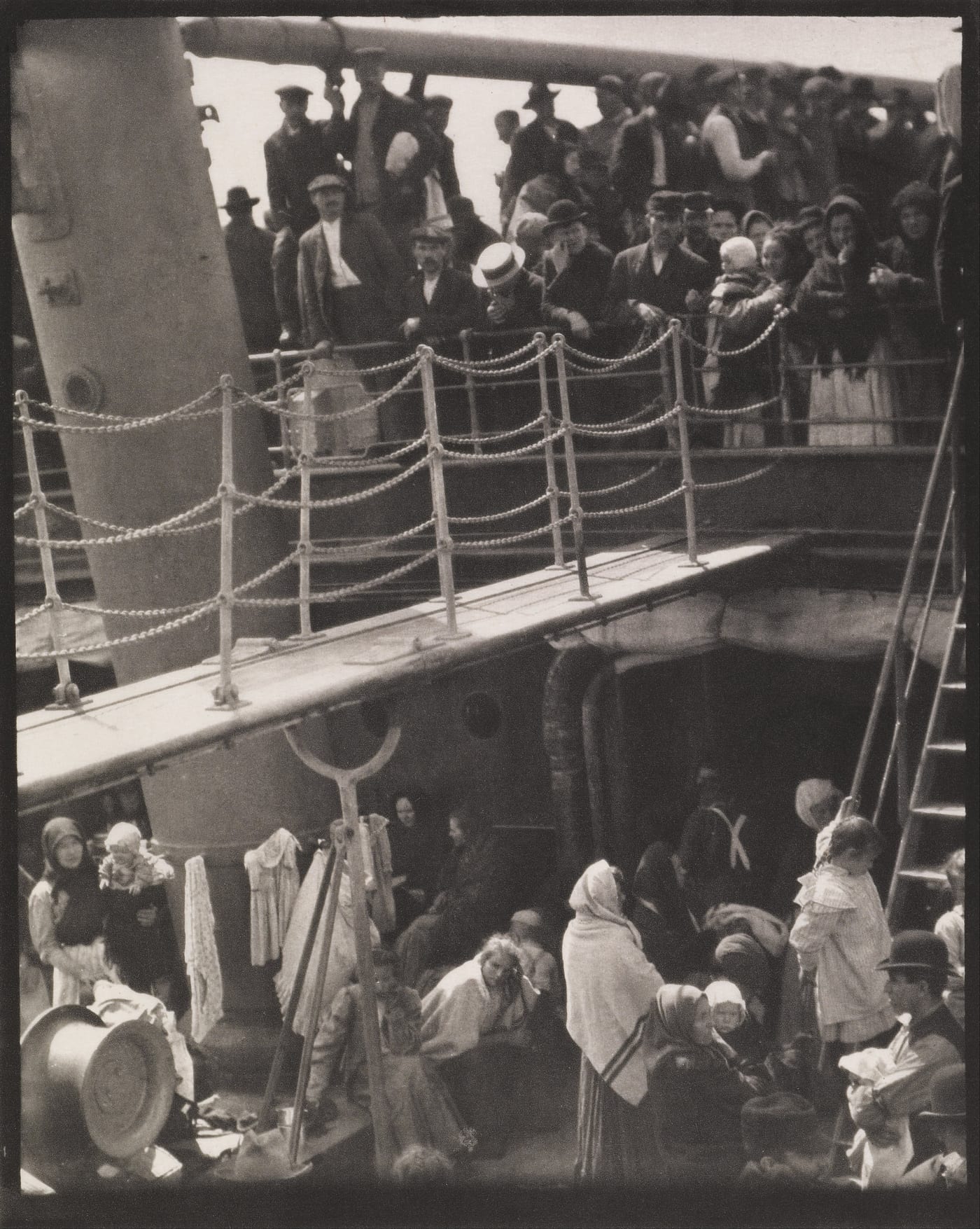 Alfred Stieglitz's 1907 photograph The Steerage. Passengers on the lower deck of the SS Kaiser Wilhelm II viewed across a separating gangway. Long regarded as one of the first works of artistic photographic Modernism, and a canonical reference point for the depth of the vintage photography market.